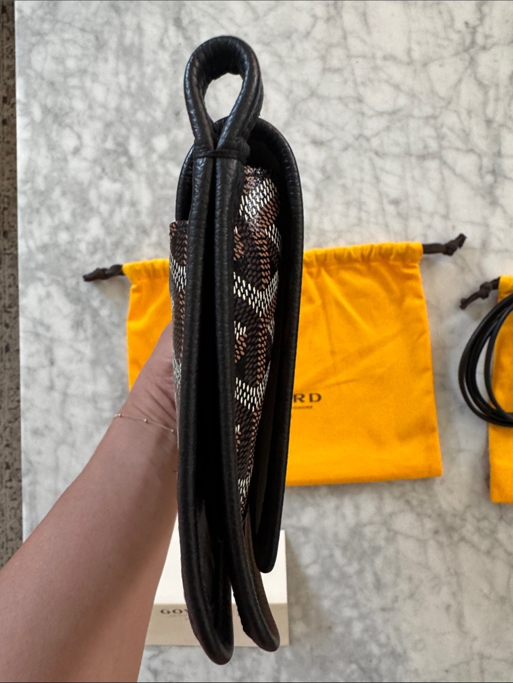Goyard Plumet crossbody purse bag card Holder Detachable Strap black leather - Picture 7 of 16
